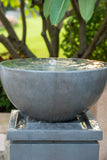 Polyresin Gray Zen Bowl Water Fountain, Outdoor Bird Feeder /Bath Fountains, Relaxing Water Feature for Garden Lawn Backyard Porch