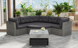 Patio Furniture Set Outdoor Furniture Daybed Rattan Sectional Furniture Set Patio Seating Group With Cushions and Center Table for Patio, Lawn, Backyard, Pool, Grey