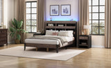 Queen 3 Piece Bedroom Set Mid Century Modern Style - led lights - usb ports