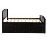 Twin Size Platform Storage Bed Solid Wood Bed with 6 Drawers