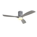 Low Profile Ceiling Fan With Lights 3 Carved Wood Fan Blade Noiseless Reversible Motor Remote Control With Light