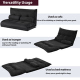 Black Adjustable Folding Futon Video Gaming Sofa