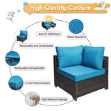 Outdoor Garden Patio Furniture 7-Piece PE Rattan Wicker Cushioned Sofa Sets  and Coffee Table, patio furniture set;outdoor couch;outdoor couch patio furniture;outdoor sofa;patio couch