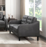 Gray 3pc Sofa Set Microfiber Upholstered