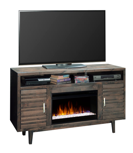 Bridgevine Home Avondale 61 Inch Electric Fireplace TV Console for TVs up to 70 inches, Charcoal-Brown Finish