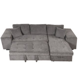 Modern L-Shape 3 Seat Reversible Sectional Couch, Pull Out Sleeper Sofa with Storage