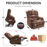 High Back Large Size Chenille Power Lift Recliner Chair with Vibration Massage and Lumbar