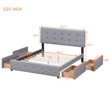 Queen Upholstered Platform Bed and 4 Drawers