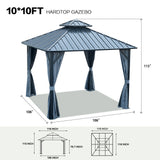 10*10FT patic gazebo,alu gazebo with steel canopy,Outdoor Permanent Hardtop Gazebo Canopy for Patio, Garden, Backyard