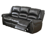 Black Plush Reclining Leather Sofa