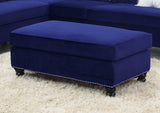 Ottoman Indigo Blue Velvet Accent