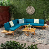 5 SEATER SECTIONAL SOFA SET WITH CUSHIONS, DARK TEAL