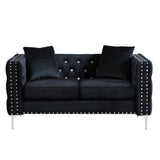 Black Velvet Sofa with Jeweled buttons