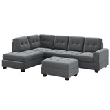 Sectional Sofa with Reversible Chaise Lounge, L-Shaped Couch with Storage Ottoman and Cup Holders