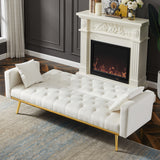 Cream White Convertible Folding Futon Sofa Bed