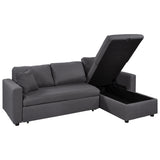 Gray Upholstered Sleeper Sectional Sofa with Storage Space