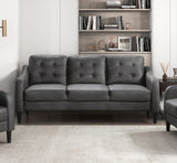 Gray 3pc Sofa Set Microfiber Upholstered