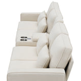 Upholstered Sofa with Console, 2 Cupholders and 2 USB Ports