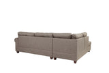 Contemporary 3-pcs Sectional Sofa Mocha Dorris Fabric Cushion Sofa Chaise Ottoman Reversible Couch Pillows