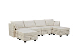 U-Shape Modular Sectional Sofa, Convertible Sofa Bed with Reversible Chaise for Living Room, Storage Seat