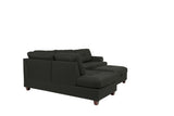 Contemporary 3-pcs Sectional Sofa Ash Black Polyfiber Cushion Sofa Chaise Ottoman Reversible Couch Pillows