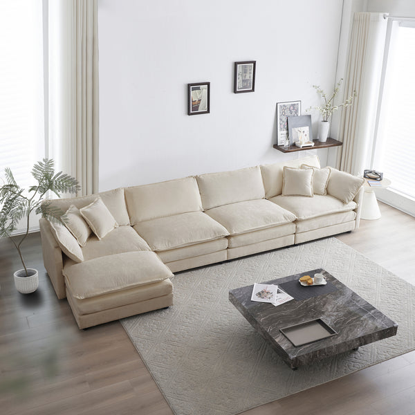 Sofa for Living Room,U Shaped Couch 5 Seater Convertible Sectional Couch with 1 Ottoman