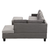 Sofa Set for Living Room with Chaise Lounge and Storage Ottoman Living Room Furniture Gray