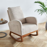 Beige Linen Rocking Chair Accent Chair