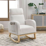 High Backrest Living Room Lounge Arm Rocking Chair with Two Side Pockets