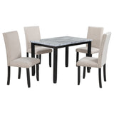 Faux Marble 5-Piece Dining Set Table