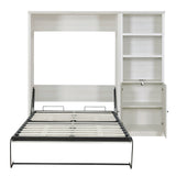 Full Size Half Self-Close and Open Murphy Bed arustic White