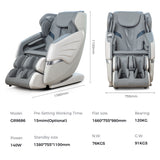 Gray Massage Chair with AI Voice, App Control SL Track Zero Gravity Full Body Massage