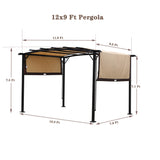 Beige Brown 12 x 9 Ft Outdoor Pergola Patio Gazebo