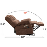 High Back Large Size Chenille Power Lift Recliner Chair with Vibration Massage and Lumbar