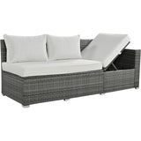 6-Piece All Weather PE Rattan Sofa Set, Garden Patio Wicker Sectional Furniture Set with Adjustable Seat, Storage Box, Removable Covers and Tempered Glass Top Table, Beige