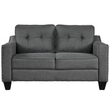 Piece Living Room Set with tufted cushions.