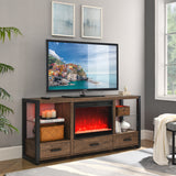 60 inch Electric Fireplace Media TV Stand With Sync Colorful LED Lights