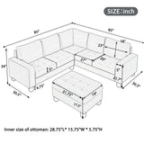 Sectional Corner Sofa L-shape Couch Space Saving with Storage Ottoman & Cup Holders Design for Large Space Dorm Apartment