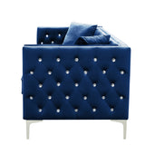 Blue Velvet Sofa with Jeweled buttons