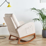 Beige Linen Rocking Chair Accent Chair