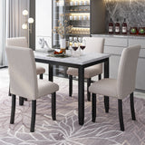 Faux Marble 5-Piece Dining Set Table