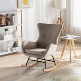 Velvet Fabric Padded Seat Rocking Chair