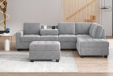 Sectional Sofa with Reversible Chaise, L Shaped  Couch Set with Storage Ottoman and Two Cup Holders for Living Room