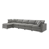 Modular Cloud Sofa Bed, 6 Seat Chenille Sectional Couch Set with Ottoman