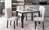 Faux Marble 5-Piece Dining Set Table