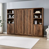 Full Size Half Self-Close and Open Murphy Bed Brown