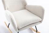 White Rocking Chair with Pocket Soft  Fabric