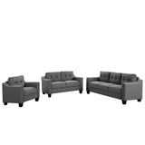 Piece Living Room Set with tufted cushions.