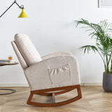 Beige Linen Rocking Chair Accent Chair