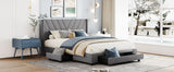 Queen Size Storage Bed Linen Upholstered Platform Bed